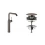 Zestaw Grohe Essence New bateria umywalkowa stojąca wysoka z korkiem Hard Graphite (32901A01, 65807A00) zdj.1