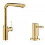 Zestaw Grohe Essence bateria kuchenna Brushed Cool Sunrise z dozownikiem płynów Cosmopolitan (30270GN0, 40535GN0) zdj.1