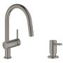 Zestaw Grohe Minta bateria kuchenna Brushed Hard Graphite z dozownikiem płynów Cosmopolitan (32321AL2, 40535AL0) zdj.1