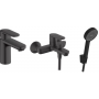 Zestaw Hansgrohe Vernis Blend bateria umywalkowa i wannowo-prysznicowa  z kompletem natryskowym ścienny czarny mat (71580670, 71440670, 28052670) zdj.1