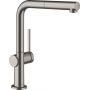 Hansgrohe Talis M54 bateria kuchenna stojąca z wyciąganą wylewką czarny chrom szczotkowany 72809340 zdj.1