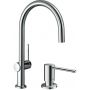 Zestaw Hansgrohe Talis M54 bateria kuchenna stojąca EcoSmart z dozownikiem do płynów chrom (72843000, 40438000) zdj.1