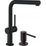 Zestaw Hansgrohe Talis M54 bateria kuchenna stojąca z dozownikiem do płynów A41 czarny mat (72840670, 40438670) zdj.1