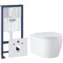 Grohe Start Round miska WC z deską wolnoopadającą wiszącą bez kołnierza i stelażem stelaż podtynkowym 3w1 biały połysk (103848SH00, 38539001) zdj.1