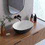 Lavaberg Skinn umywalka 47x36 cm owalna nablatowa biała/czarna połysk 663130051094 zdj.5