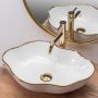 Rea Pearl umywalka 51,5x37,5 cm nablatowa biała-złota REA-U0696 zdj.6