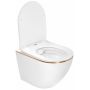 Rea Carlo Mini miska WC wisząca z deską sedesową wolnoopadającą biała/złota REA-C1222 zdj.2