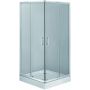Zestaw Deante Funkia kabina prysznicowa 90 cm kwadratowa z brodzikiem Corner i syfonem chrom/szkło przezroczyste (KYC041K, KTC041B, NHC025C) zdj.1