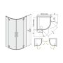 Sanplast Space Line KP4/SPACE-100 kabina prysznicowa 100 cm półokrągła srebrny błyszczący/szkło przezroczyste 600-100-1560-42-401 zdj.2