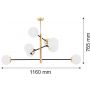 Argon Cameron lampa podsufitowa 8x15W opal mat/czarny/mosiądz 5041 zdj.2