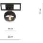 Emibig Imago Stripe 1E lampa podsufitowa 1x40W czarna/przezroczysta 1132/1E zdj.2