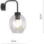 Emibig Lukka lampa kinkiet 1x60 czarny/szkło przezroczyste 1164/K1 zdj.3