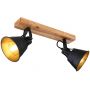 Globo Lighting Günther lampa podsufitowa 2x60W czarny/drewno 15466S-2 zdj.1