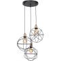 Luminex Gerid lampa wisząca 3x60 W czarna-mosiądz 0957 zdj.1