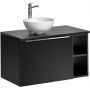 Zestaw Comad Santa Fe Black szafki 60 cm i 20 cm wiszące z blatem meblowym 80 cm czarny i umywalka Domi 32x32 cm biała SET-SFBL B 80CM UN.DOMI MW zdj.1