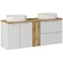 Zestaw Comad Nova White szafka podumywalkowa 140 cm biała z blatem dąb i umywalkami SET-NOW B OAK 140CM S / D UN BEYOND 5 WH zdj.1