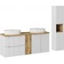 Zestaw Comad Nova White szafka podumywalkowa 140 cm biała z umywalkami i szafką boczną SET-NOW B OAK 140CM D UN BEYOND 5 WH HC zdj.1
