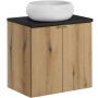 Zestaw Comad Nova Oak/Black szafka z blatem 60 cm wisząca dąb/czarny i umywalka Wiki 36x36 cm biała SET-NOA B BLACK 60CM D UN WIKI SW zdj.1