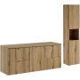 Zestaw Comad Nova Oak szafki 50 cm, 50 cm i 40 cm z blatem meblowym 140 cm i szafka boczna wysoka dąb SET-NOA B OAK 140CM S HC zdj.1