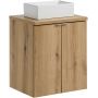 Zestaw Comad Nova Oak szafka z blatem 50 cm wisząca dąb i umywalka Gaja 35x22 cm biała SET-NOA B OAK 50CM D UN GAJA 35 SW zdj.1