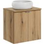 Zestaw Comad Nova Oak szafka z blatem 60 cm wisząca dąb i umywalka Wiki 36x36 cm biała SET-NOA B OAK 60CM D UN WIKI SW zdj.1