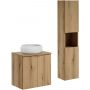 Zestaw Comad Nova Oak szafka z blatem 60 cm wisząca dąb i umywalka Wiki 36x36 cm biała z szafką boczną wysoką SET-NOA B OAK 60CM D UN WIKI SW HC zdj.1