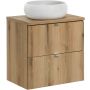 Zestaw Comad Nova Oak szafka z blatem 60 cm wisząca dąb i umywalka Wiki 36x36 cm biała SET-NOA B OAK 60CM S UN WIKI SW zdj.1