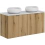 Zestaw Comad Nova Oak/White szafki 60 cm i 60 cm z blatem meblowym 120 cm dąb/biały i dwie umywalki 36x36 cm białe Wiki SET-NOA B WHITE 120CM D UN WIKI SW zdj.1