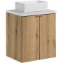 Zestaw Comad Nova Oak/White szafka z blatem 50 cm wisząca dąb/biały i umywalka Gaja 35x22 cm SET-NOA B WHITE 50CM D UN GAJA 35 SW zdj.1