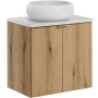 Zestaw Comad Nova Oak/White szafka z blatem 60 cm wisząca dąb/biały i umywalka 36x36 cm biała SET-NOA B WHITE 60CM D UN WIKI SW zdj.1