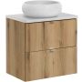 Zestaw Comad Nova Oak/White szafka z blatem 60 cm wisząca dąb/biały i umywalka Wiki 36x36 cm biała SET-NOA B WHITE 60CM S UN WIKI SW zdj.1