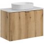 Zestaw Comad Nova Oak/White szafka z blatem 80 cm wisząca dąb/biały i umywalka Beyond 48x32,5 cm biała SET-NOA B WHITE 80CM D UN BEYOND 5 WH zdj.1