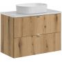 Zestaw Comad Nova Oak/White szafka z blatem 80 cm wisząca dąb i umywalka Beyond 48x32,5 cm biała SET-NOA B WHITE 80CM S UN BEYOND 5 WH zdj.1
