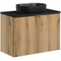 Zestaw Comad Nova Oak szafka z blatem 80 cm wisząca dąb/czarny i umywalka Beyond 48x32,5 cm biała SET-NOA B BLACK 80CM D UN BEYOND 5 BM zdj.1