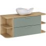 Zestaw Comad Aster Green szafka 80 cm podumywalkowa wisząca z blatem 120 cm, dwoma regałami 20 cm otwartymi i umywalką zielony/dąb SET-ASG B CREMONA 120CM LRSM UN CLOUD zdj.1