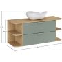 Zestaw Comad Aster Green szafka 80 cm podumywalkowa wisząca z blatem 120 cm, dwoma regałami 20 cm otwartymi i umywalką zielony/dąb SET-ASG B CREMONA 120CM LRSM UN CLOUD zdj.2
