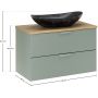 Zestaw Comad Aster Green szafka 80 cm podumywalkowa wisząca z blatem 80 cm i umywalką zielony/dąb SET-ASG B CREMONA 80CM UN LENA zdj.2