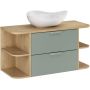 Zestaw Comad Aster Green szafka 60 cm podumywalkowa wisząca z blatem 100 cm, dwoma regałami 20 cm otwartymi i umywalką zielony/dąb SET-ASG B CREMONA 100CM LRSM UN CLOUD zdj.1