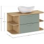 Zestaw Comad Aster Green szafka 60 cm podumywalkowa wisząca z blatem 100 cm, dwoma regałami 20 cm otwartymi i umywalką zielony/dąb SET-ASG B CREMONA 100CM LRSM UN CLOUD zdj.2