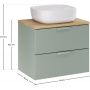 Zestaw Comad Aster Green szafka 60 cm podumywalkowa wisząca z blatem 60 cm i umywalką zielony/dąb SET-ASG B CREMONA 60CM UN SMILE zdj.2