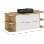 Zestaw Comad Aster White szafka 80 cm podumywalkowa wisząca z blatem 120 cm, dwoma regałami 20 cm otwartymi i umywalką biały/dąb SET-ASW B CREMONA 120CM UN RIVER zdj.2