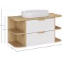 Zestaw Comad Aster White szafka 60 cm podumywalkowa wisząca z blatem 100 cm, dwoma regałami 20 cm otwartymi i umywalką biały/dąb SET-ASW B CREMONA 100CM LRSM UN BEYOND zdj.2