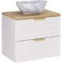 Zestaw Comad Aster White szafka 60 cm podumywalkowa wisząca z blatem 60 cm i umywalką biały/dąb SET-ASW B CREMONA 60CM UN PATI zdj.1