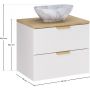 Zestaw Comad Aster White szafka 60 cm podumywalkowa wisząca z blatem 60 cm i umywalką biały/dąb SET-ASW B CREMONA 60CM UN PATI zdj.2