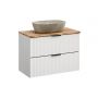 Zestaw Comad Adel White szafka 80 cm podumywalkowa wisząca z blatem i umywalką Anna biały/dąb/beż SET-ADW B NAT WOTAN 80CM UN ANNA zdj.1