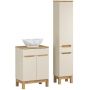 Comad Bali Cashmere zestaw meblowy 60 cm szafka stojąca z umywalką Pati i szafka wysoka boczna kaszmir/dąb/biały SET-BAC B WOTAN 60CM UN PATI HC zdj.1