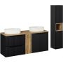 Comad Nova Black zestaw mebli łazienkowych czarny/dąb z umywalkami SET-NOB B OAK 140CM UN BEYOND 5 WH HC zdj.1