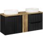 Zestaw 2 x Comad Nova Black szafka 60x39x57 cm podumywalkowa wisząca czarna z blatem, umywalką i szafką boczną SET-NOB B OAK 140CM UN BEYOND 5 WH zdj.1