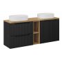 Zestaw Comad Nova Black/Oak szafki 60 cm, 60 cm i 20 cm z blatem meblowym 140 cm czarny/dąb i dwie umywalki Beyond 48x32,5 cm białe SET-NOB B OAK 140CM UN BEYOND WH LR zdj.1