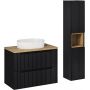 Zestaw Comad Nova Black szafka 80x39x57 cm podumywalkowa wisząca czarna z blatem, umywalką, szafką boczną i regałem SET-NOB B OAK 80CM UN BEYOND 5 WH HC zdj.1